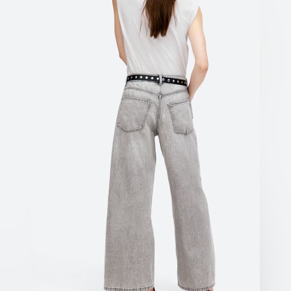 H&M Wide Large High Waist Divided Wide Leg Gray Wash Denim Jeans Size 18 New - Picture 7 of 11